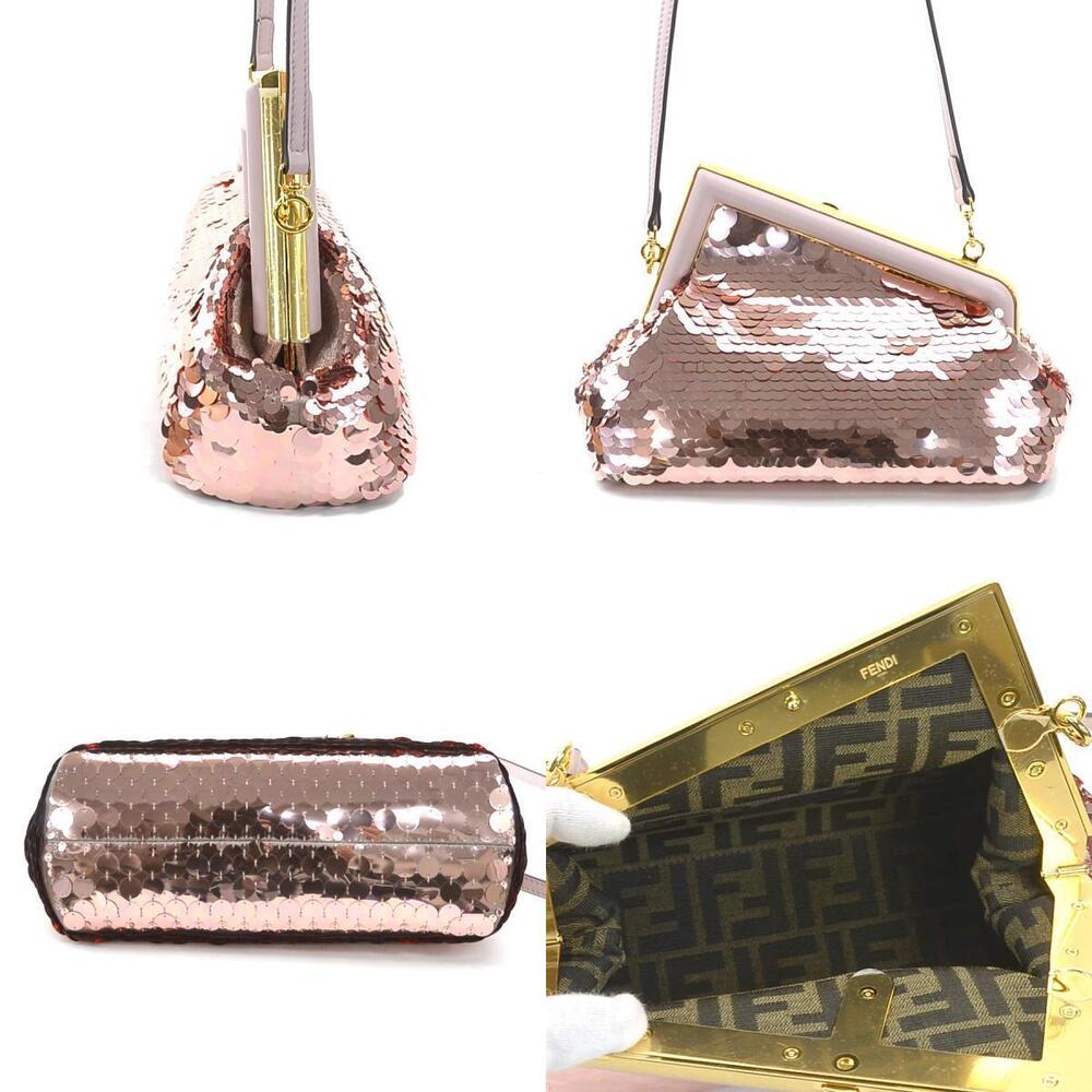 Fendi Pink Sequins Bag Leather First Shoulder